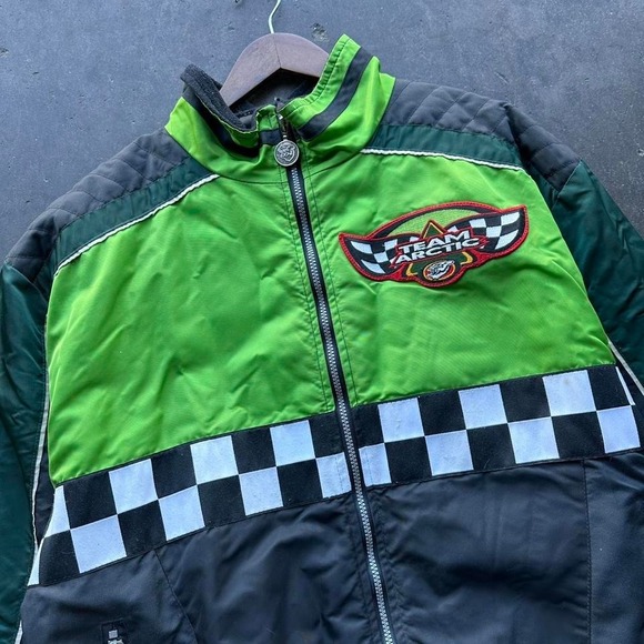 Vintage 90s Artic Cat Checkered Nylon Puffer Jacket Size XL - Picture 2 of 8